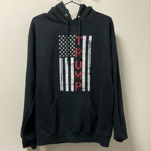 🇺🇸Trump Red White & Black Distressed American Flag Hooded Sweatshirt!